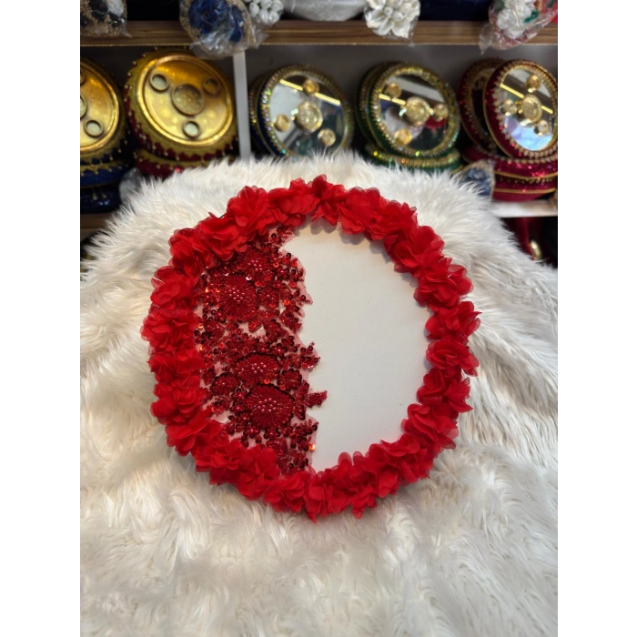 Tam Tur Çiçekli Tek Aplik Gelin Tefi