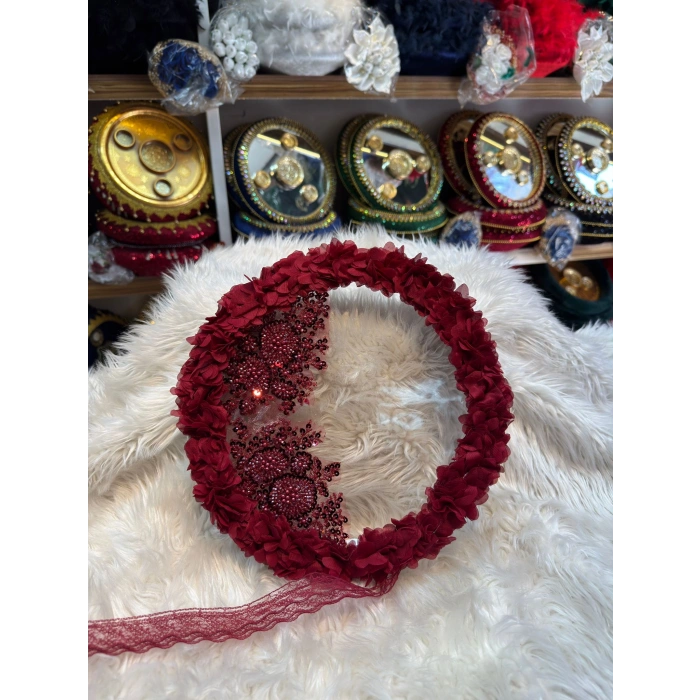 Tam Tur Lazer Çiçek Tek Aplik Şeffaf Gelin Tefi