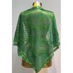 Yeşile Yeşil Çiçek Desen Damat Şalı