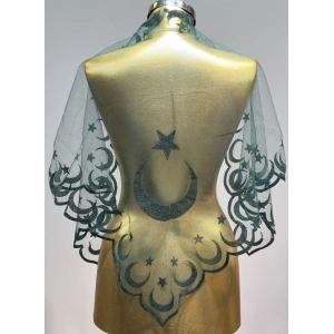 Simli Yeşil Ayyıldız Damat Şalı