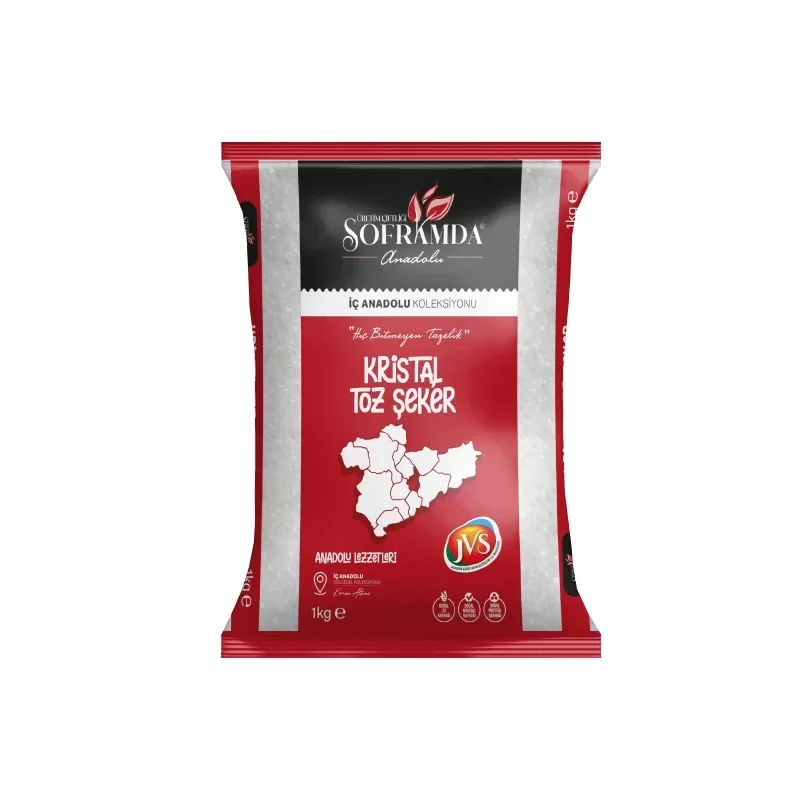 Soframda İç Anadolu Üretimi Toz Şeker 1 Kg -opp Serisi