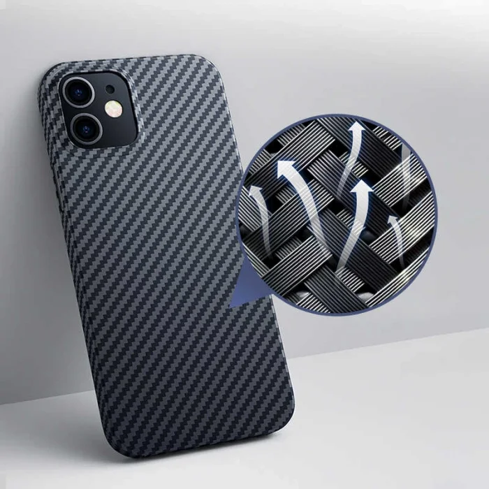 Apple iPhone 12 Mini Kılıf Benks Aramid Karbon Kapak