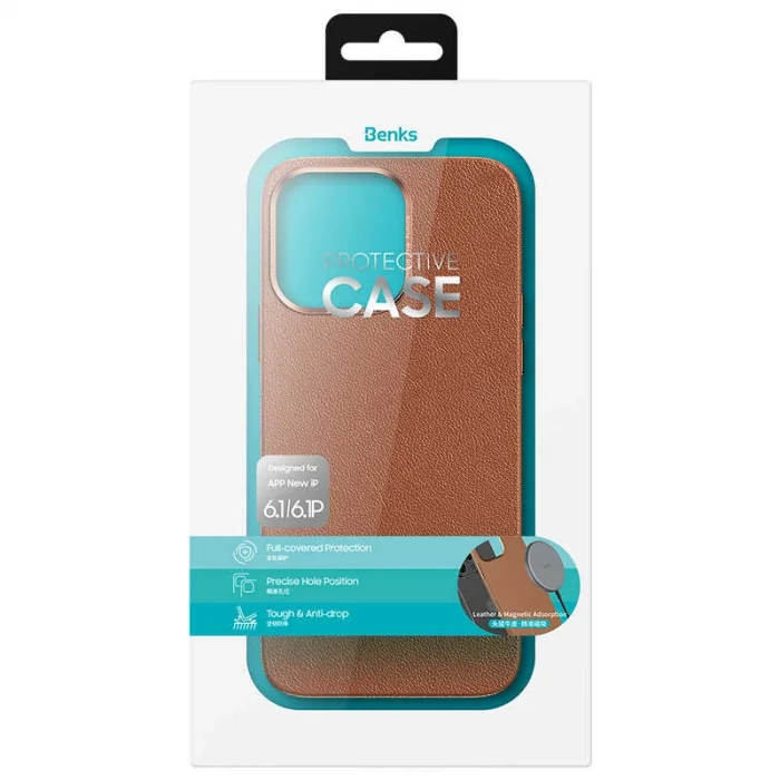 Apple iPhone 13 Kılıf Benks Magnetic Hakiki Deri Kılıf