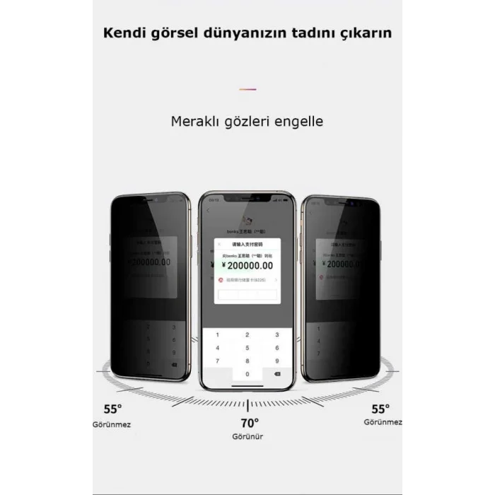 Apple iPhone 15 Zore Kor Privacy Cam Ekran Koruyucu