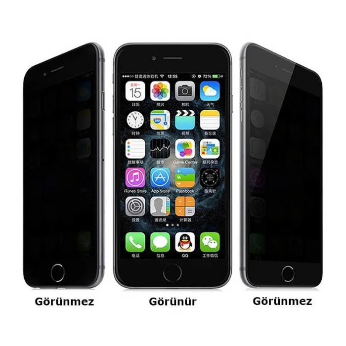 Apple iPhone 7 Plus Zore Kor Privacy Cam Ekran Koruyucu