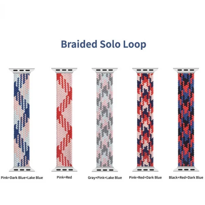 Apple Watch 42mm Wiwu Braided Solo Loop Contrast Color Medium Kordon