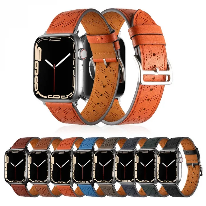 ​​​Apple Watch 7 41mm KRD-76 PU Deri Kordon Strap Kayış