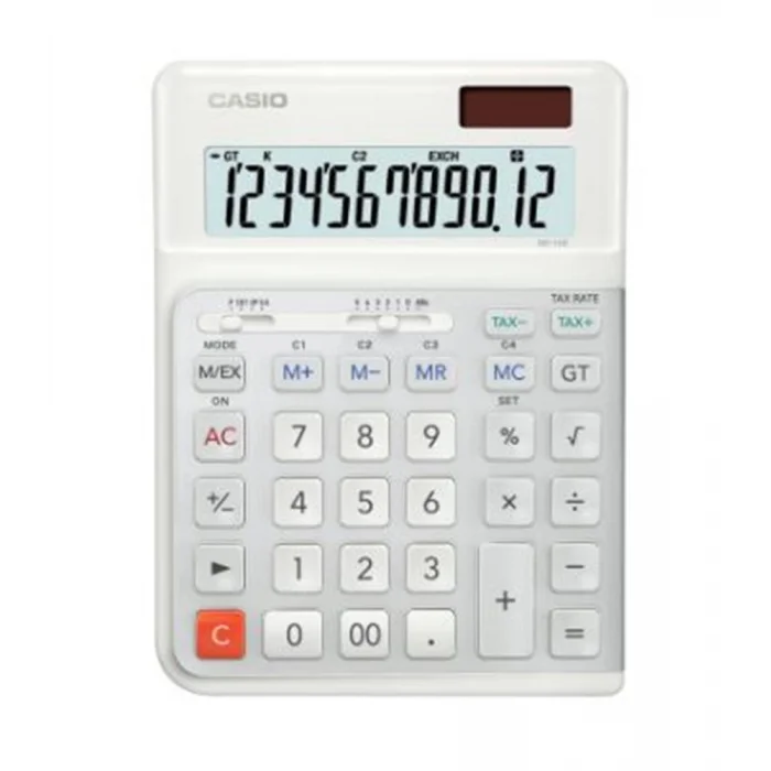 Casio DE-12E-WE Beyaz 12 Hane Masa Üstü Ergonomik Tuşlu Hesap Makinesi