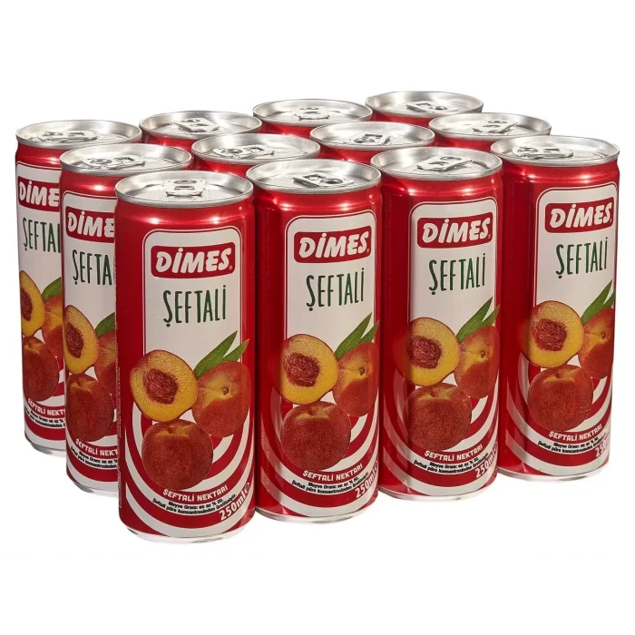 Dimes Meyve Suyu Teneke Şeftali 250 Ml x 12 Adet