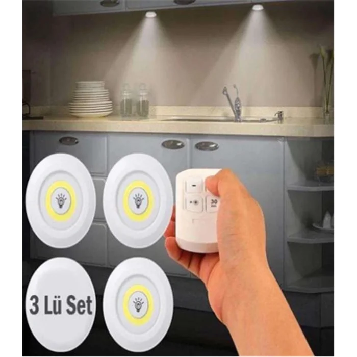 ELİTLED 3LÜ KUMANDALI PİLLİ SPOTLED