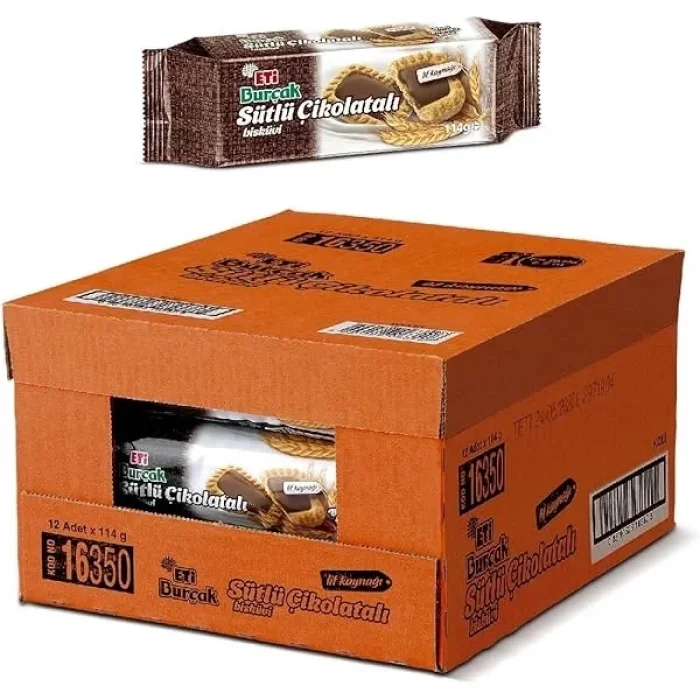Eti Burçak Sütlü Çikolatalı 114 Gram x 12 Adet