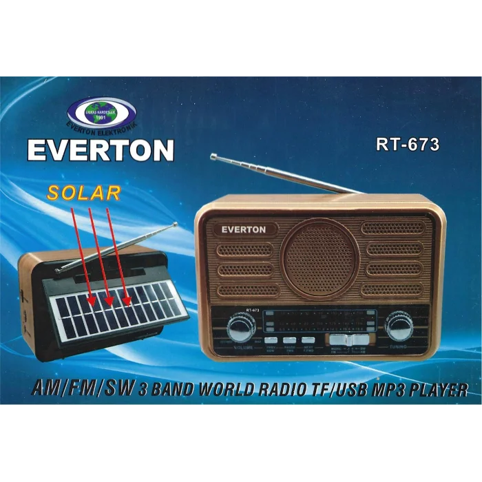 Everton Rt-673 Bluetooth Fm-Usb-Tf- Şarjlı Solar Nostaljik Radyo