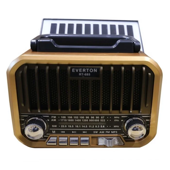 Everton RT-685  Şarjlı,Solarlı  Nostaljik Radyo ( Bluetooth-USB-SD-FM)
