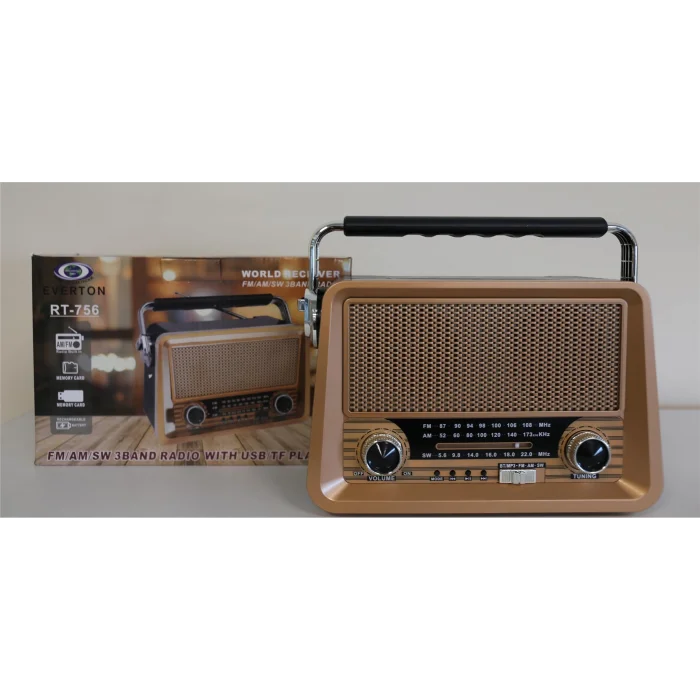Everton Rt-756  Bluetooth Fm-Usb-Tf-Aux Şarjlı Nostaljik Radyo