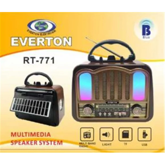 Everton RT-771  Bluetooth Usb-Micro Sd  Solarlı Nostaljik Radyo