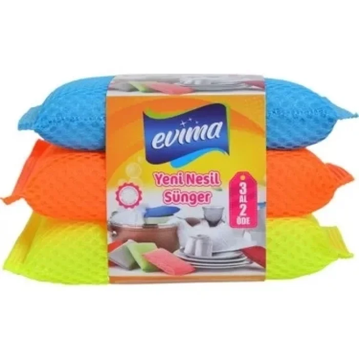 Evima Fileli Bulaşık Süngeri 3 Lü