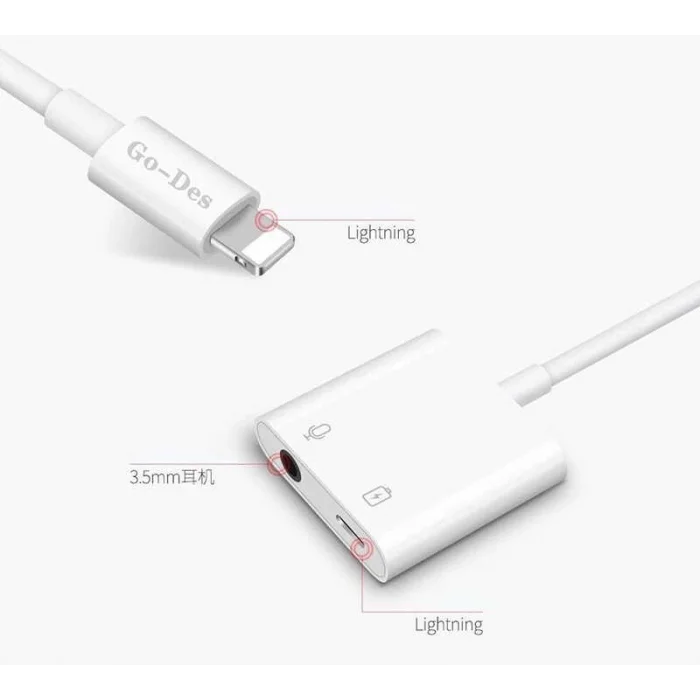 Go Des GD-OR881 Lightning Şarj ve Ses Adaptörü