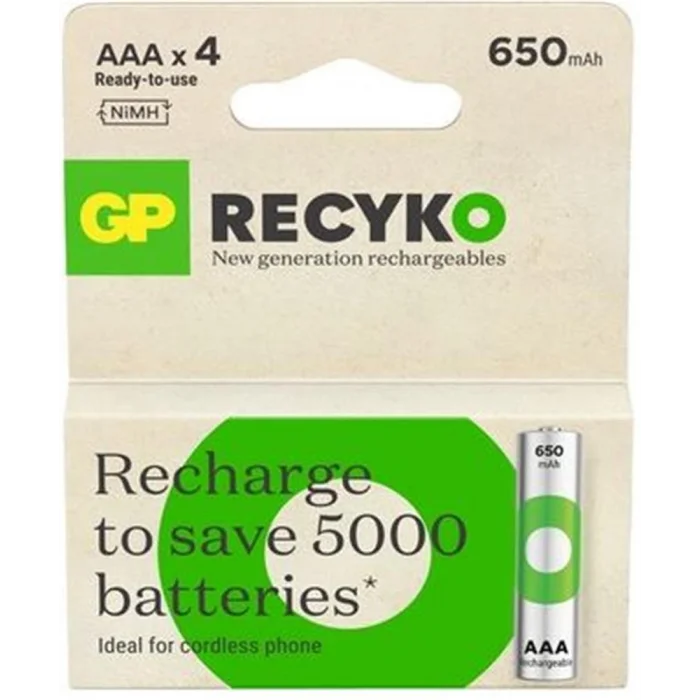 GP AAA 650 mAh Şarjlı İnce Kalem Pil 4lü Paket GP65AAAHCEM-2GBR4
