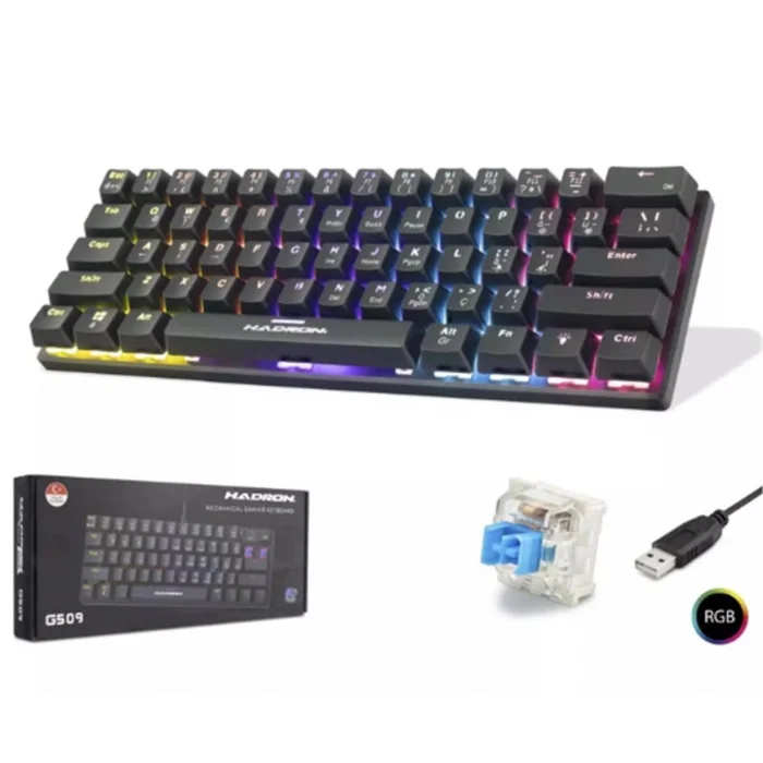 Hadron G509B Siyah Mekanik Gaming Mini Klavye Blue Switch RGB
