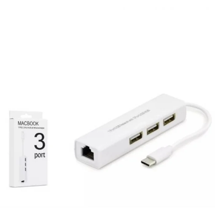 Hadron Hdx7007 Type-C Hub Combo 3-Usb + Lan Beyaz