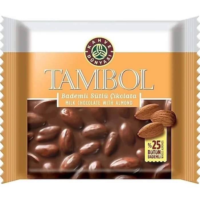 Kahve Dünyası Tambol Badem Li Çikolata 77 Gram x 10 Adet