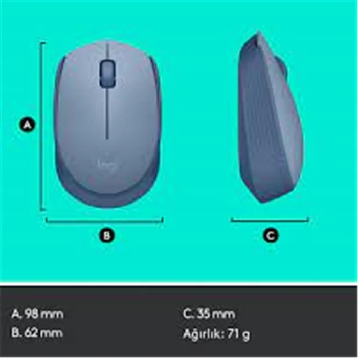 Logitech 910-006866 M171 Kablosuz Mavi Gri Mouse