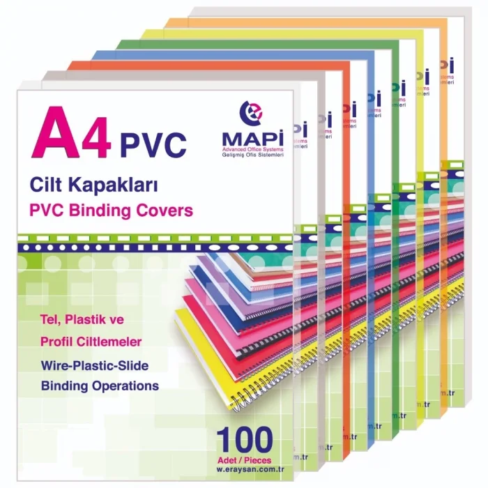 Mapi Cilt Kapağı Plastik Opak A4 160 MIC Kırmızı 2040203 x 100 Adet