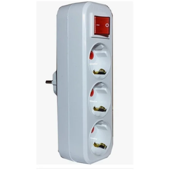 Mutlusan 3lü Topraklı Anahtarlı  Fiş,Priz Düz Tip (001 170 033004 00 00 )