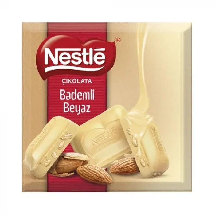 Nestle Kare Çikolata Bademli Beyaz 60 Gram x 6 Adet