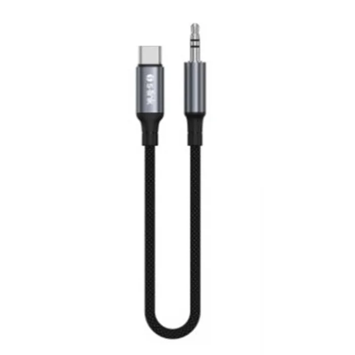 S-link Armor MC-01 1.2m Type-C to M AUX Örgülü Metal Başlıklı Siyah Ses Kablosu