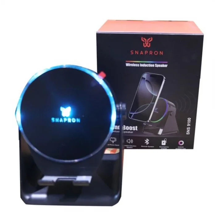 Snapron SNS-9100 Siyah (İNDUCTİON Özellikli) RGB Bluetooth Speaker (Phone Stand-Ambient Light)