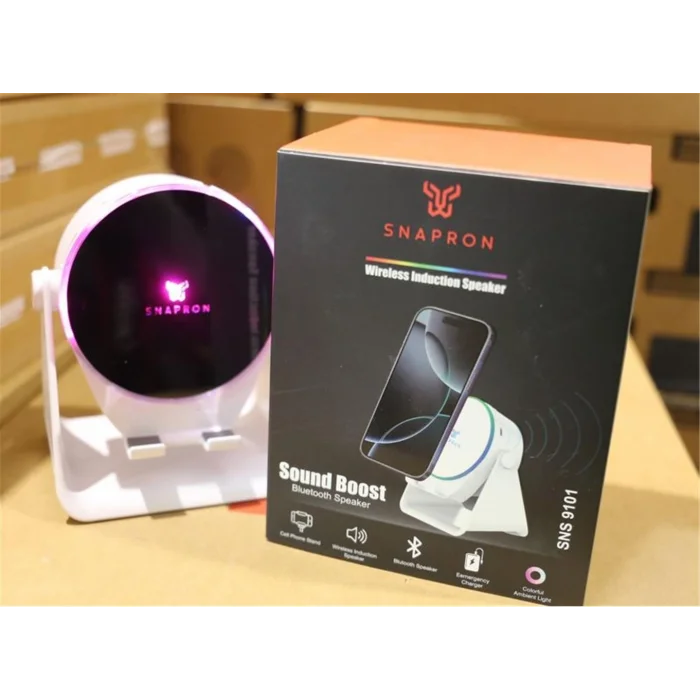 Snapron SNS-9101 Beyaz (İNDUCTİON Özellikli) RGB Bluetooth Speaker (Phone Stand-Ambient Light)