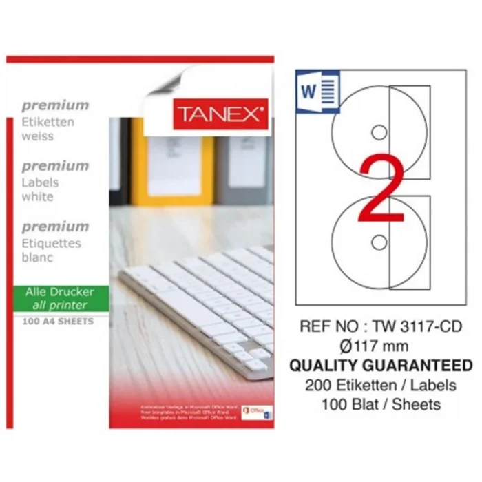 Tanex TW-3117 117 mm 50li Gümüş Lazer Etiket