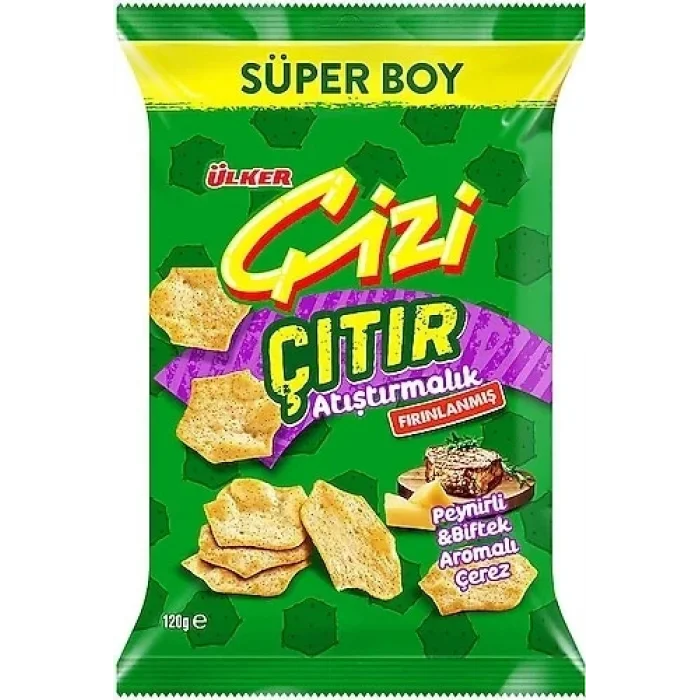 Ülker Çizi Çıtır Peynir Biftek Süper Boy 120 Gram x 10 Adet