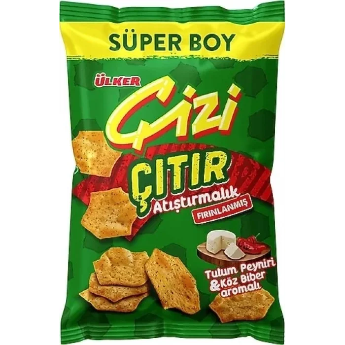 Ülker Çizi Çıtır Tulum Köz Biber Süper 120 Gram x 10 Adet