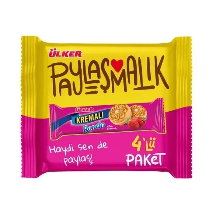 Ülker Kremalı Çilekli Bisküvi 4 Lü 244 Gram