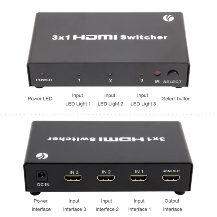 Vcom DD433 3-1 Port 1.4V 3D Metal Hdmi Switch