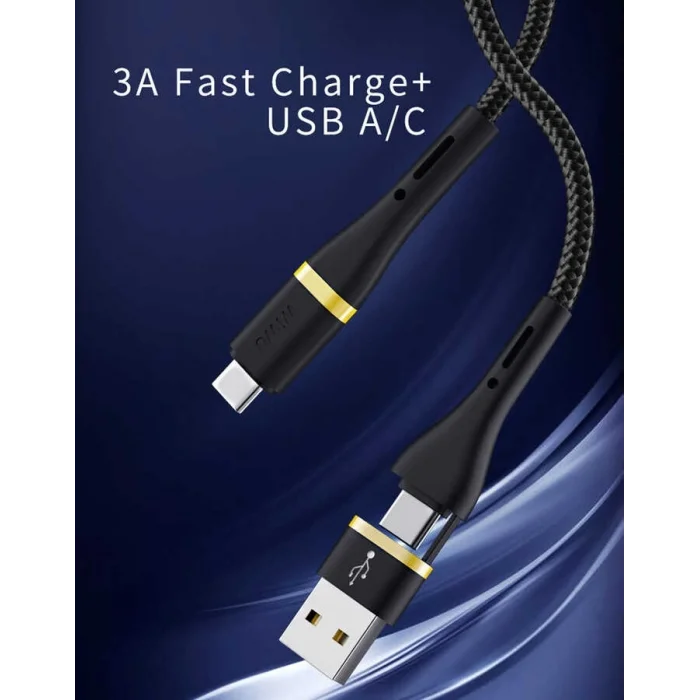 Wiwu ED-106 2 in 1 USB A- Type-C to Type-C Elite Data Kablo