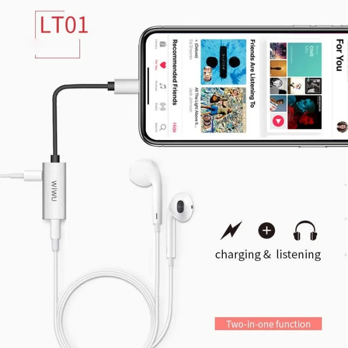 Wiwu LT01 Lightning Şarj ve Ses Adaptörü