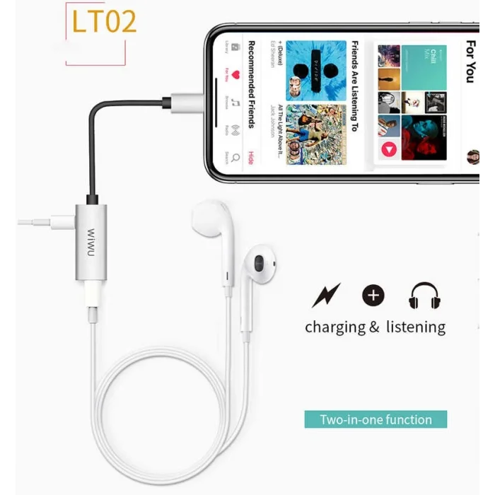 Wiwu LT02 Plus Lightning Şarj ve Ses Adaptörü