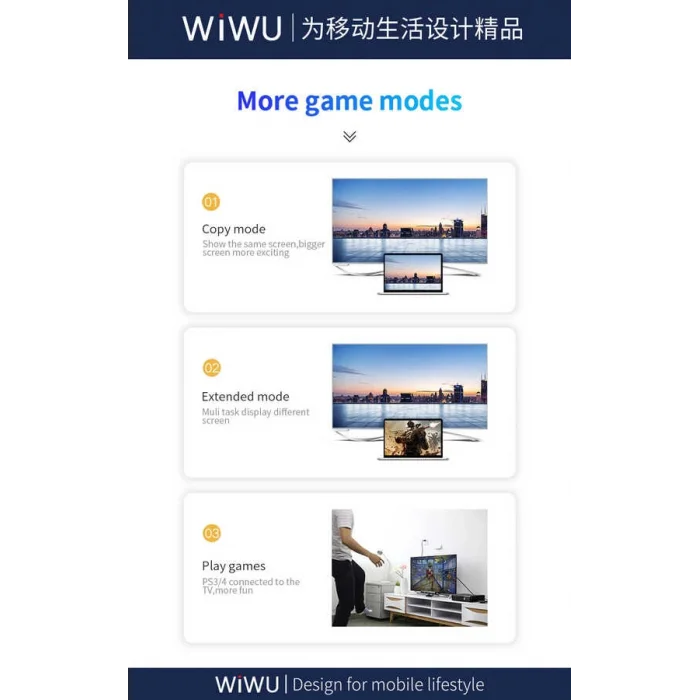Wiwu X10 Type-C to HDMI Kablo