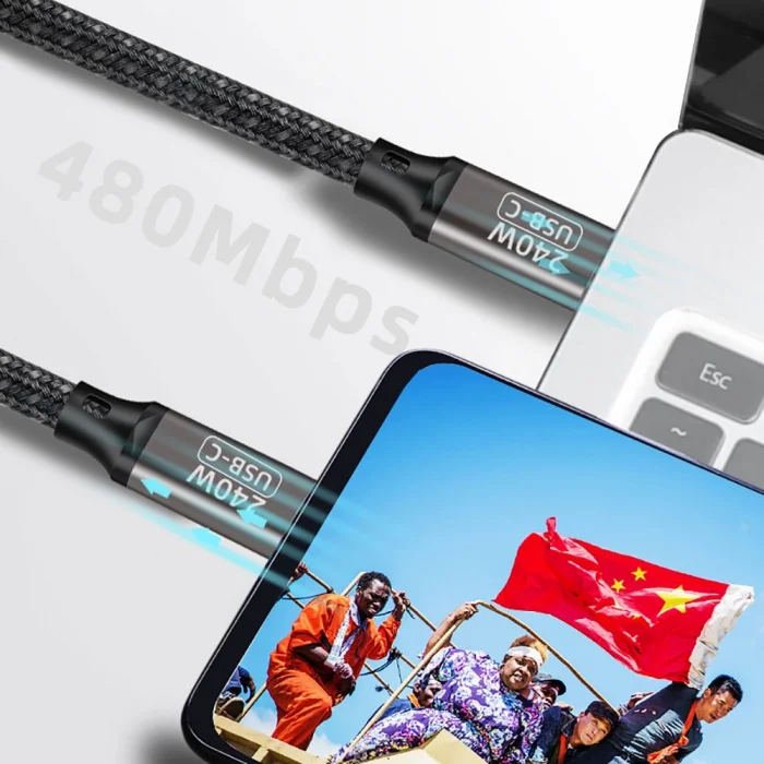 Zore QG02 Type-C to Type-C PD3.1 Data Kablosu 240W 480Mbps 2 Metre