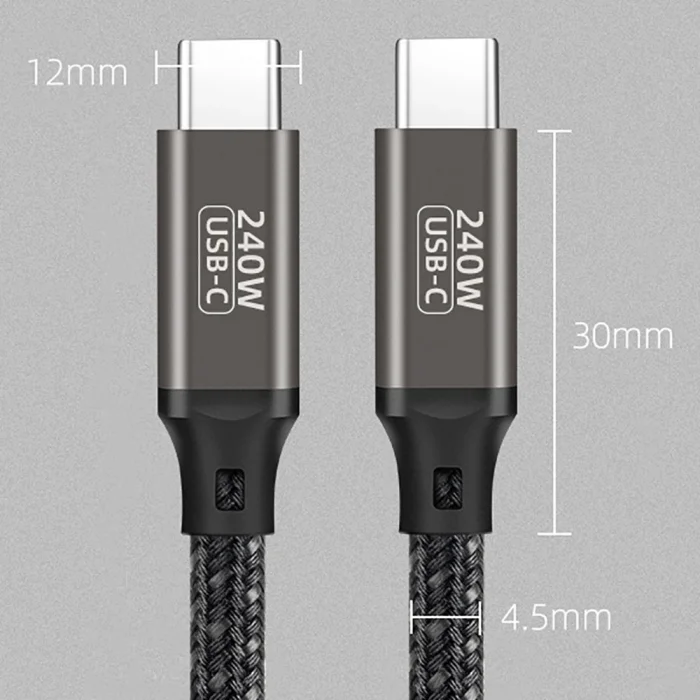 Zore QG02 Type-C to Type-C PD3.1 Data Kablosu 240W 480Mbps 2 Metre