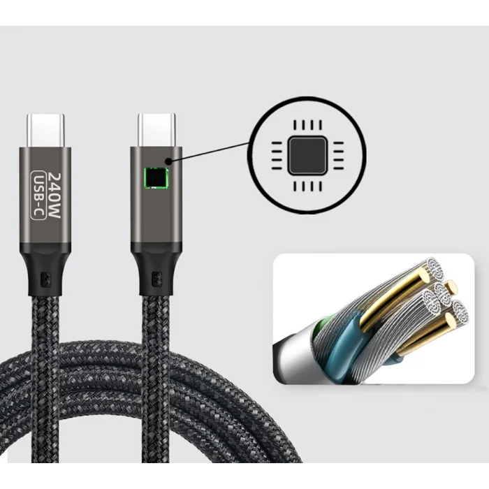 Zore QG02 Type-C to Type-C PD3.1 Data Kablosu 240W 480Mbps 2 Metre