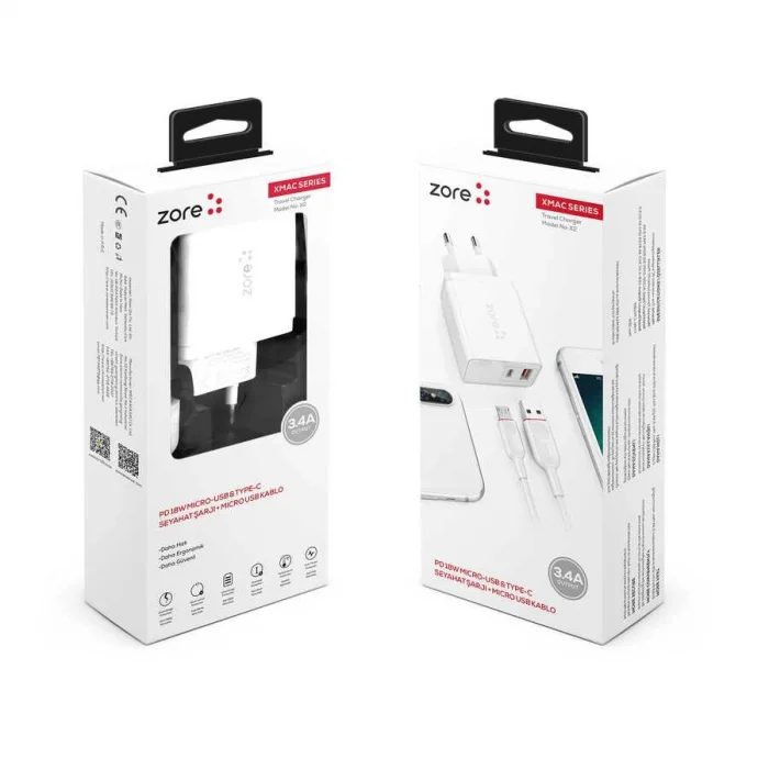 ​Zore XMac Serisi ZR-X2 Micro 2 in 1 Şarj Seti