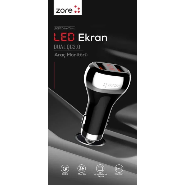 Zore ZR-C2 Type-C 2 in 1 Araç Şarj Seti