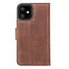 Apple iPhone 12 mini Uyumlu Deri Cüzdanlı Kılıf G2 Antik Kahve