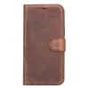 Apple iPhone 12 Pro Max Uyumlu Deri Cüzdanlı Kılıf Antik Kahve