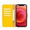 Apple iPhone 12 Pro Max Uyumlu Deri Cüzdanlı Kılıf FL12 Sarı