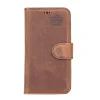 Apple iPhone 13 Mini Uyumlu Deri Cüzdanlı Kılıf G2 Kahverengi